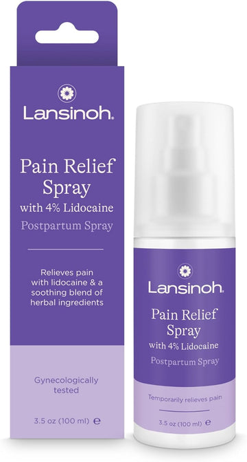Lansinoh 4% Lidocaine Perineal Spray, Pain Relief For Postpartum Care, 3.5 Ounces