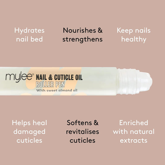 Mylee Nail & Cuticle Oil Rollerball Pen 10Ml – Deeply Hydrating & Moisturising, Nourish & Condition, Non-Greasy Formula, Leaves No Sticky Residue, Enriched With Natural Extracts And Vegetable Oils