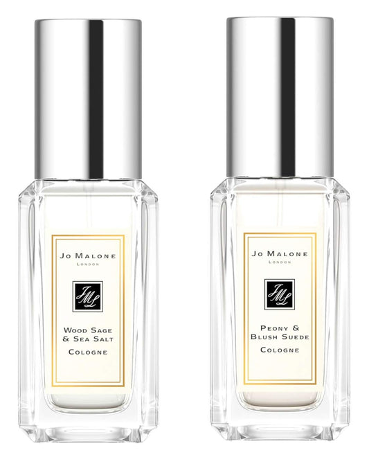 Jo Malone Wood Sage & Sea Salt, Peony & Blush Suede Duo. Mini Travel Size .3Oz / 9Ml Each. : Beauty & Personal Care