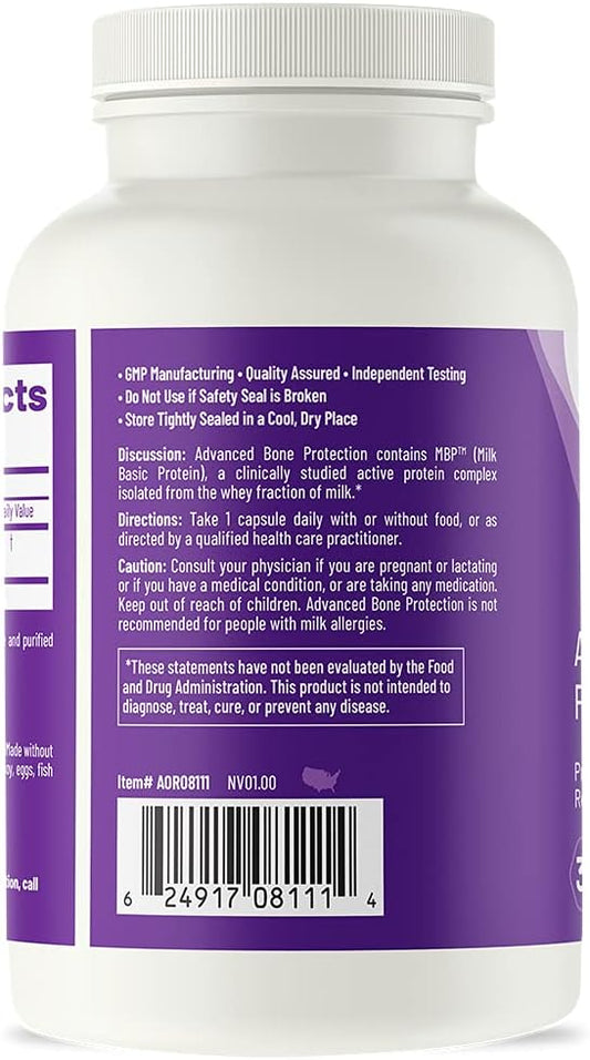 Aor, Advanced Bone Protection, Natural Supplement To Promote Healthy Bone Remodeling With Mbp, Gluten Free, 30 Capsules (30 Servings)