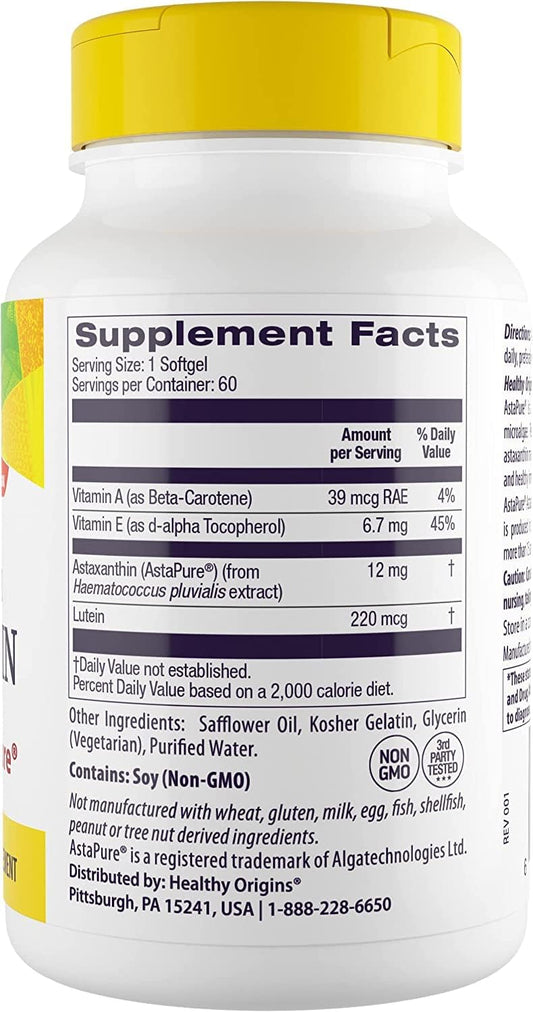 Healthy Origins Astaxanthin Triple Strength Gels, 60 Count