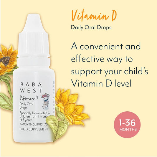 Baba West | Infant Vitamin D Daily Drops | Oral Vitamin Supplement | 400Iu (10Ug) Of Vitamin D In Each Drop| 3 Months Supply | For 0-3 Years