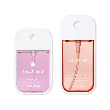 Touchland Fruity Crush Body And Hand Essentials (Peachy Lychee Body & Hair Fragrance Mist, 2 Fl. Oz. + Berry Bliss Hydrating Hand Sanitizer Spray 1Fl.Oz.), Travel Size Set