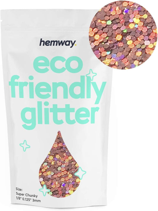 Hemway Eco Friendly Biodegradable Glitter 100G / 3.5Oz Bio Cosmetic Safe Sparkle Vegan For Face, Eyeshadow, Body, Hair, Nail And Festival - Extra Chunky (1/24" 0.040" 1Mm) - Lime Green Holographic