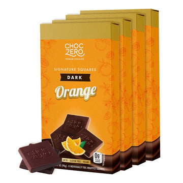 Choczero Dark Chocolate Orange Squares, Vegan, Sugar Free, Gluten Free, Low Carb, 3.2 Ounce (Pack Of 4)