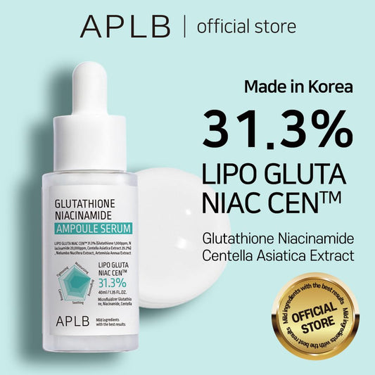 Aplb Glutathione Niacinamide Ampoule Serum | Lipo Gluta Niac Cen⢠31.3% 1.35 Fl.Oz/Korean Skincare, Long Lasting Moisturizing, Improve Skin Elasticity, Revitalize For Gentle And Improve Skin Texture