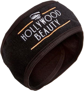 Hollywood Browzer Beauty Spa Headband - Ladies - Comfy & Soft - Adjustable Head Hair Band To Keep Hair Off The Face When Dermaplaning, Cleansing, Mask, Applying Makeup - Womens - Black