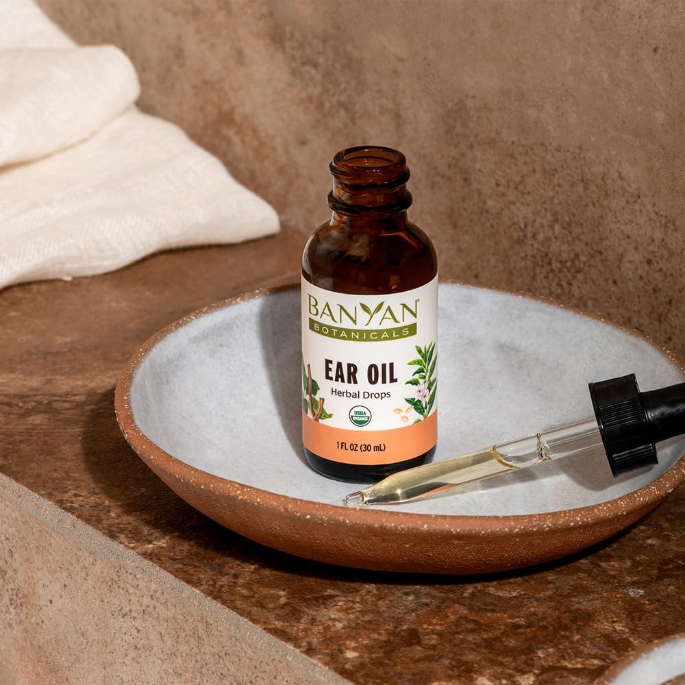 Banyan Botanicals Ear Oil – Organic Herbal Oil Ear Drops With Ashwagandha And Garlic – Soothing And Comforting For The Ears – 1 Oz – Non Gmo Sustainably Sourced Vegan : Health & Household