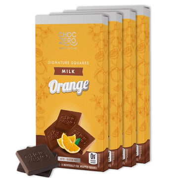 Choczero Milk Chocolate Orange Squares, No Added Sugar, Gluten Free, Low Carb, No Artifical Flavors, 3.2 Ounce (Pack Of 4)