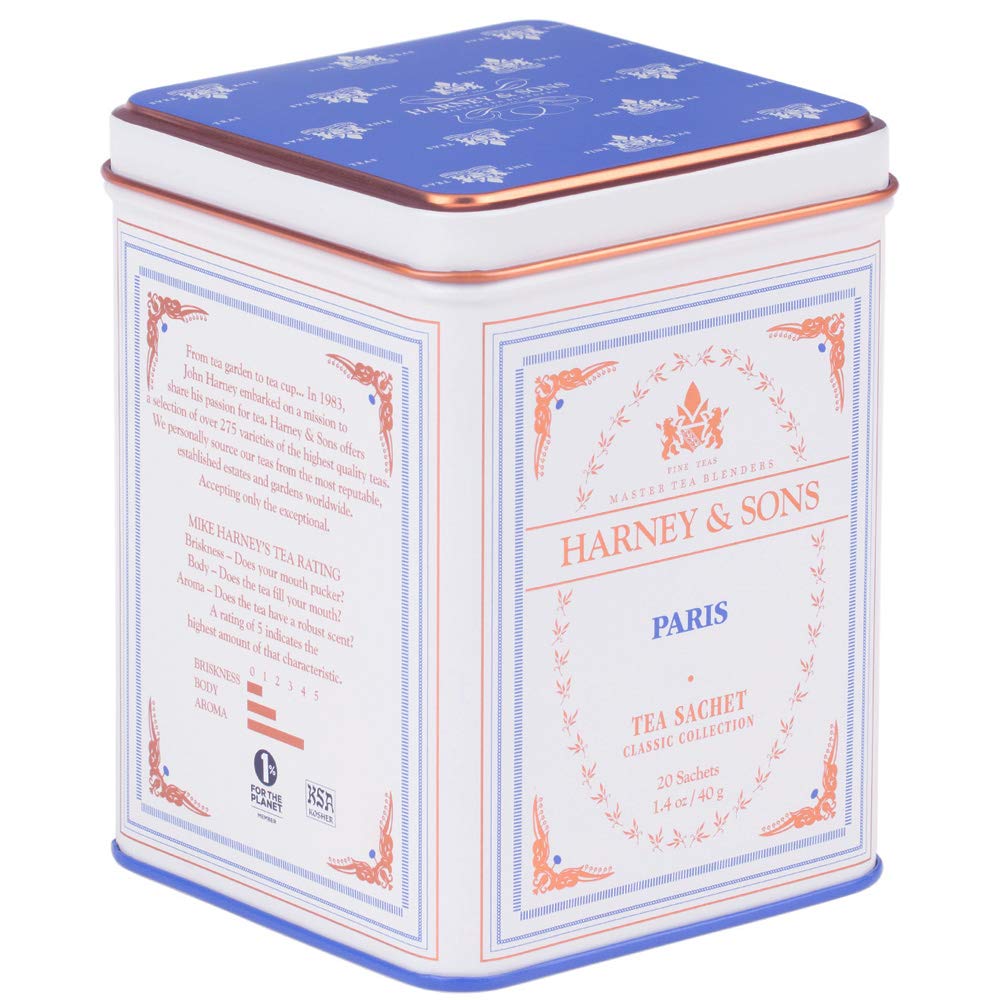 Harney & Sons Fruity Black Tea With Bergamot, Paris (50 Tea Bags) And Paris Black Tea (20 Sachets)