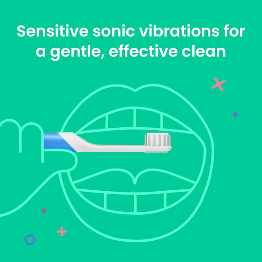 Quip Sonic Toothbrush For Kids - Timed Electric Toothbrush With Small Replaceable Brush Head - Soft Bristles, Rubber Handle, 3 Month Battery Life - Travel Toothbrush - Blue