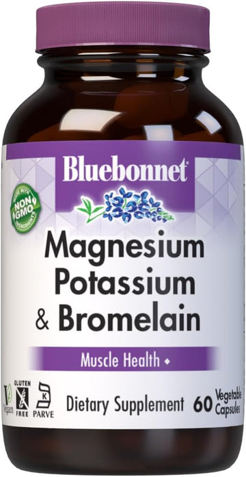 Bluebonnet Magnesium Potassium Plus Bromelain Vegetarian Capsules, 60 Count