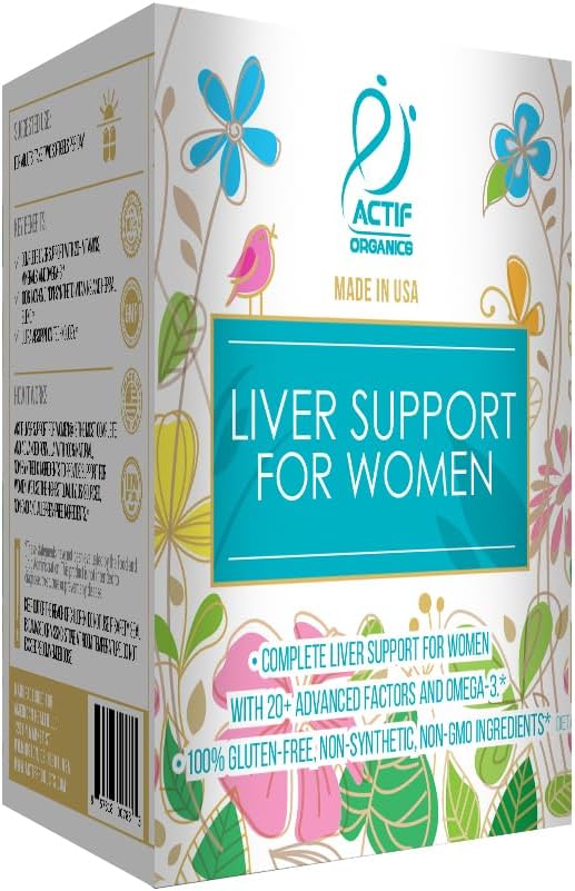 Actif Liver Support For Women With 20+ Advanced Factors And Omega-3 - Non Gmo, Made In Usa, 90 Count