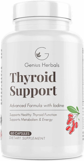 Thyroid Support - Advanced Formula With Iodine, Supports Metabolism & Energy, Supports Healthy Thyroid. Non-Gmo Thyroid Supplement - 60 Capsules