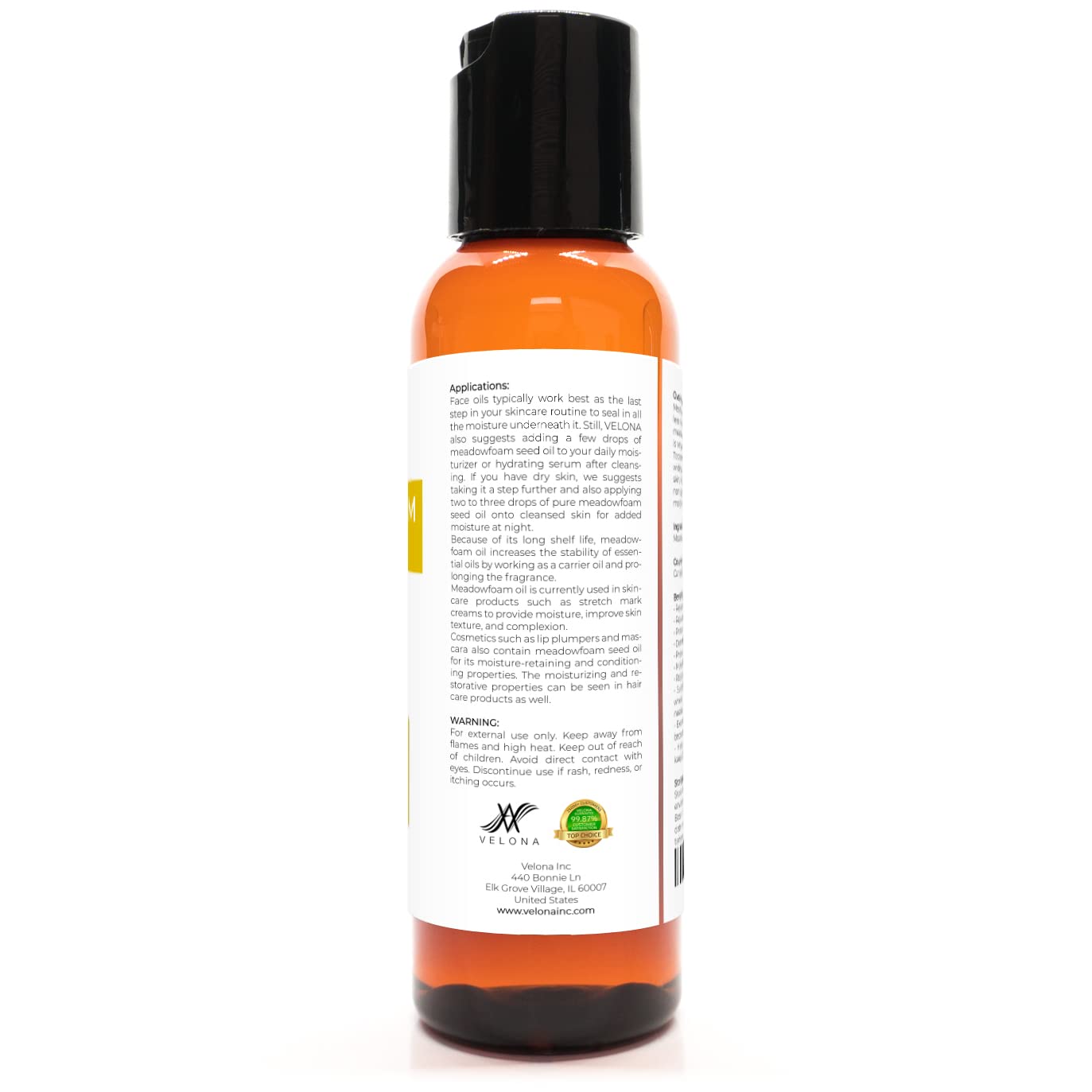 velona Meadowfoam Seed Oill 2 oz | 100% Pure and Natural Carrier Oil | Refined, Cold pressed | Cooking, Skin, Hair, Body & Face Moisturizing | Use Today - Enjoy Results : Beauty & Personal Care