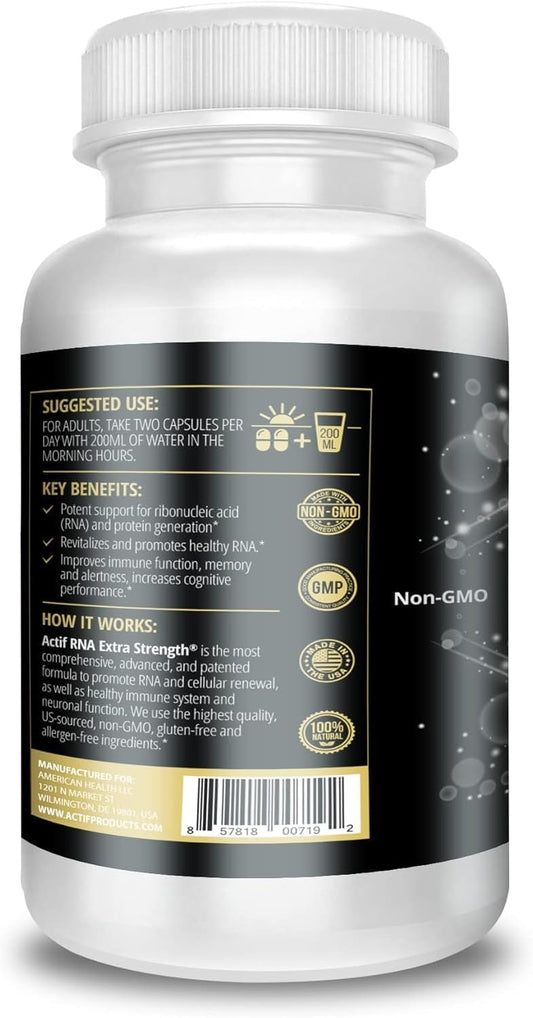 Actif Rna Extra Strength 1000 Mg, Rna Supplement With Memory And Immune Support, 60 Capsules