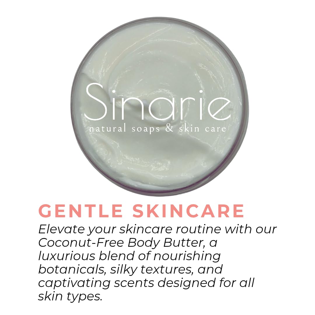 Sinarie Coconut-Free Body Butter | Luxurious Hydration With Shorea Butter, Evening Primrose Oil, Argan & Moringa Oil | Non-Greasy, Natural Ingredients | For Sensitive Skin (5.3 Oz., Pure Essence) : Beauty & Personal Care