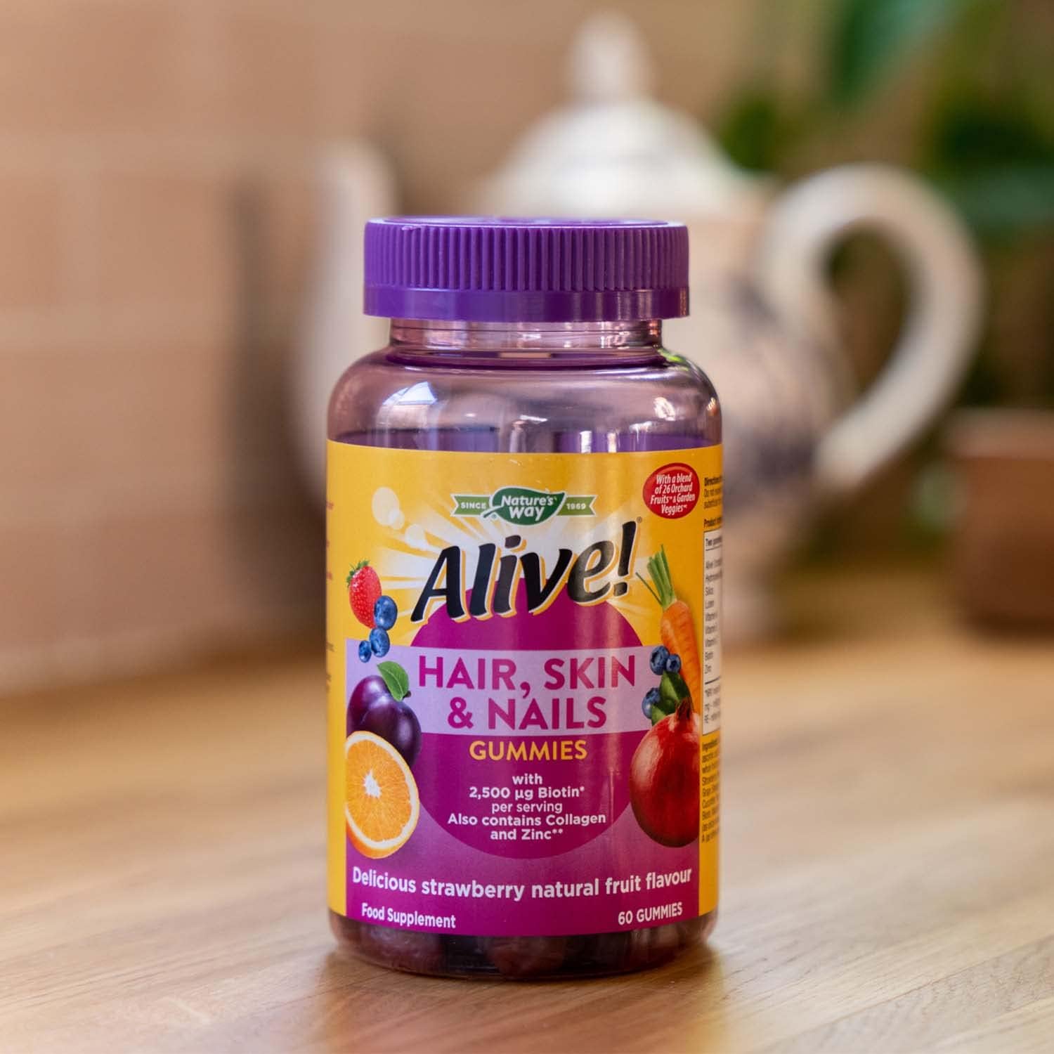 Alive! Hair, Skin & Nails Supplement | Contains 2,500mcg of Biotin | 60 Gummies (1 Month Supply) | Delicious Multivitamin Gummies to Nourish Your Hair, Skin & Nails. : Amazon.co.uk: Health & Personal Care