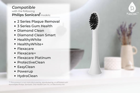 Pursonic Replacement Toothbrush Heads Charcoal Infused Bristles Compatible With Sonicare Electric Toothbrush 4 Pack