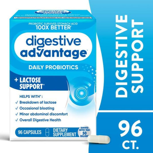 Digestive Advantage Lactose Defense Enzymes + Probiotics For Women & Men Occasional Bloating, Lactose Breakdown, Minor Abdominal Discomfort, Immune Support, 96 Count Capsules (4 Pack)
