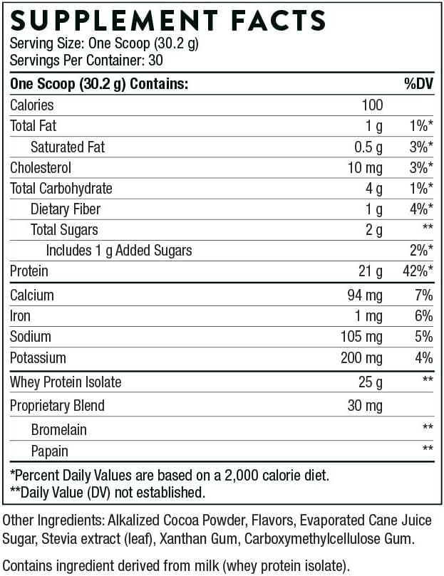 Thorne Whey Protein Isolate - 21 Grams of Easy-to-Digest Whey Protein Powder - NSF Certified for Sport - Chocolate avored - 31.9 s - 30 Servings