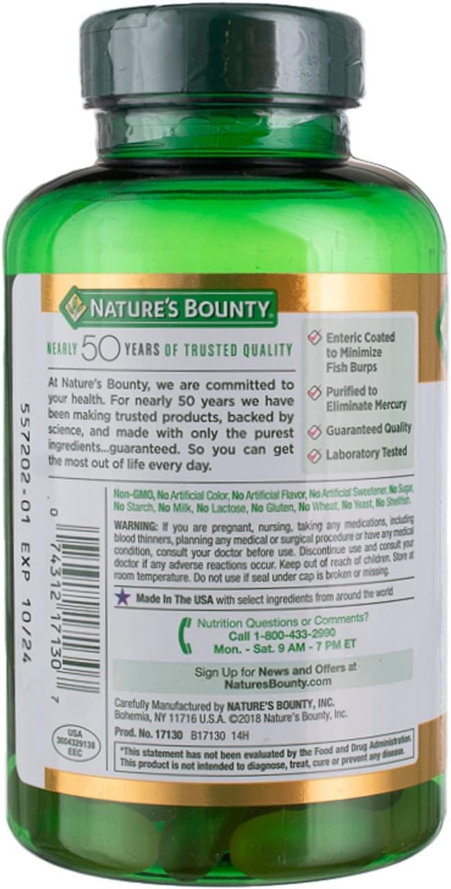 Nature's Bounty Fish Oil 2400 mg Double Strength Odorless 90 Softgels (Pack of 3) : Health & Household
