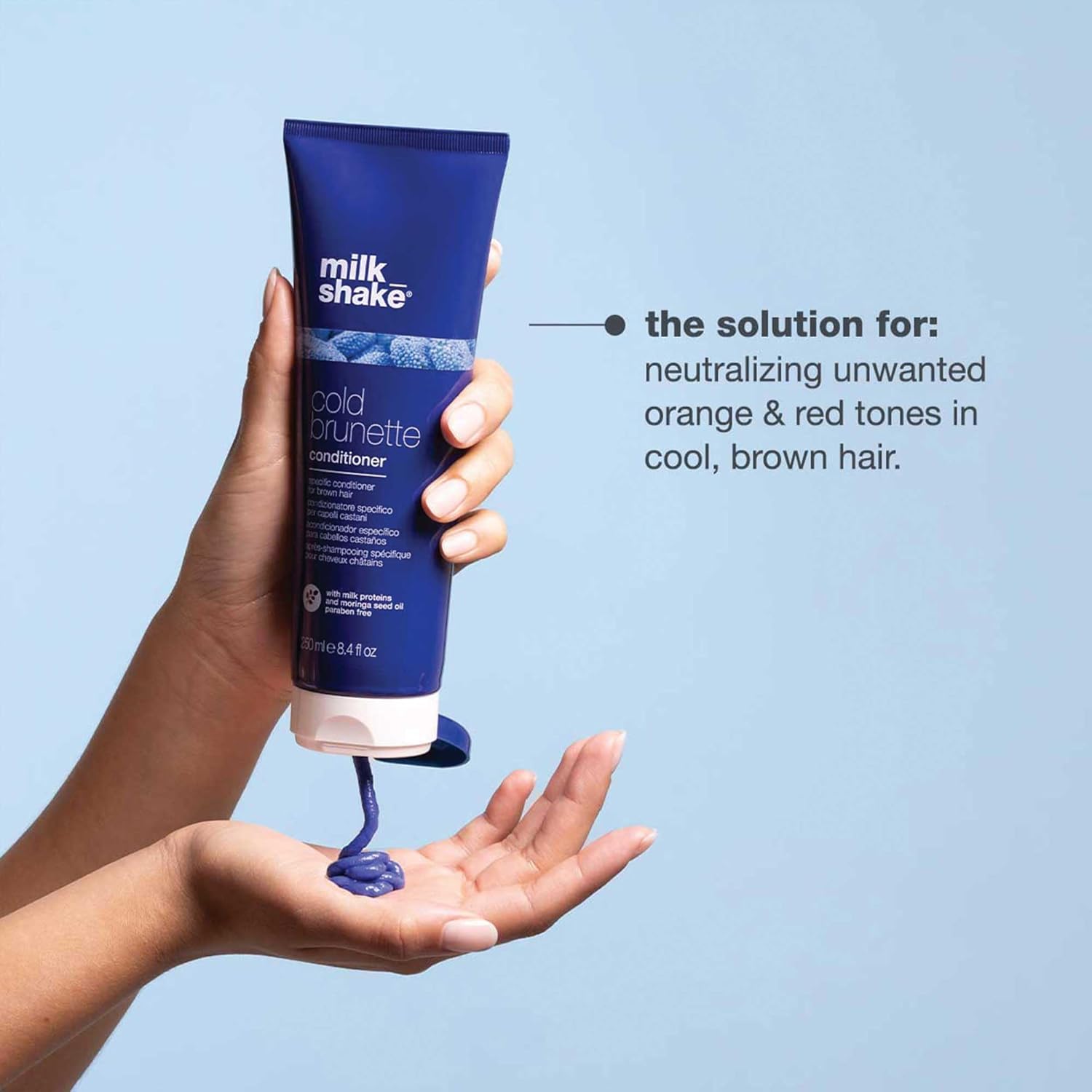 Milk_Shake Cold Brunette Shampoo | Toning Shampoo With Blue Pigment To Neutralize Orange And Red In Brunette Hair | Strengthens, Boosts Shine, And Extends Color | Sls/Sles-Free | 8.4 Fl Oz (250 Ml) : Beauty & Personal Care