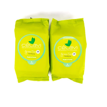 Celavi Makeup Remover Cleansing Wipes Removing Towelettes 2 Packs - 60 Sheets (Green Tea)