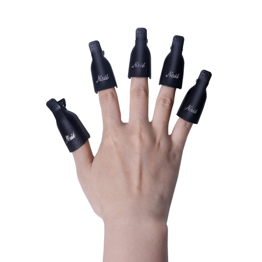 Gospire 10 Pcs Plastic Nail Clip Nail Art Gel Polish Remover Soak Off Cleaner Cap Clip (black)