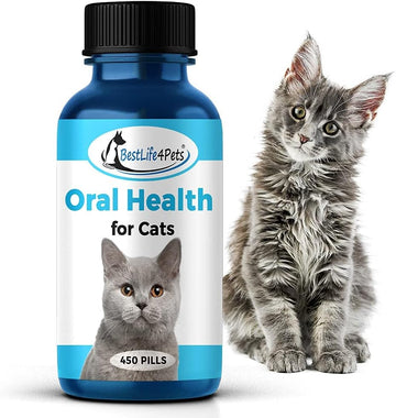 Bestlife4Pets Oral Health For Cats - Cat Dental Care Supplement Anti Inflammatory Pain Relief For Stomatitis Gingivitis And Gum Disease Cat Supplies For Dental Care - Easy To Use Pills