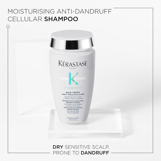 Kérastase Symbiose, Moisturising Anti-Dandruff Cellular Shampoo, For Dry, Sensitive Scalps Prone To Dandruff, Sulphate-Free, Silicone-Free, Bain Crème Anti-Pelliculaire, 250 Ml