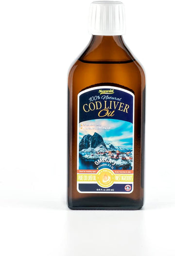 Sanniti 100% Natural Cod Liver Oil, 1081 Mg Total Omega-3 Fatty Acids, Wild Caught Nordic, 250 Ml (8.4 Oz) (Unflavored)