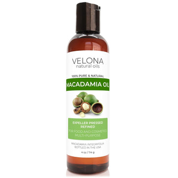 velona Macadamia Nut Oil 4 oz | 100% Pure and Natural Carrier Oil | Refined, Cold pressed | Cooking, Skin, Hair, Body & Face Moisturizing | Use Today - Enjoy Results