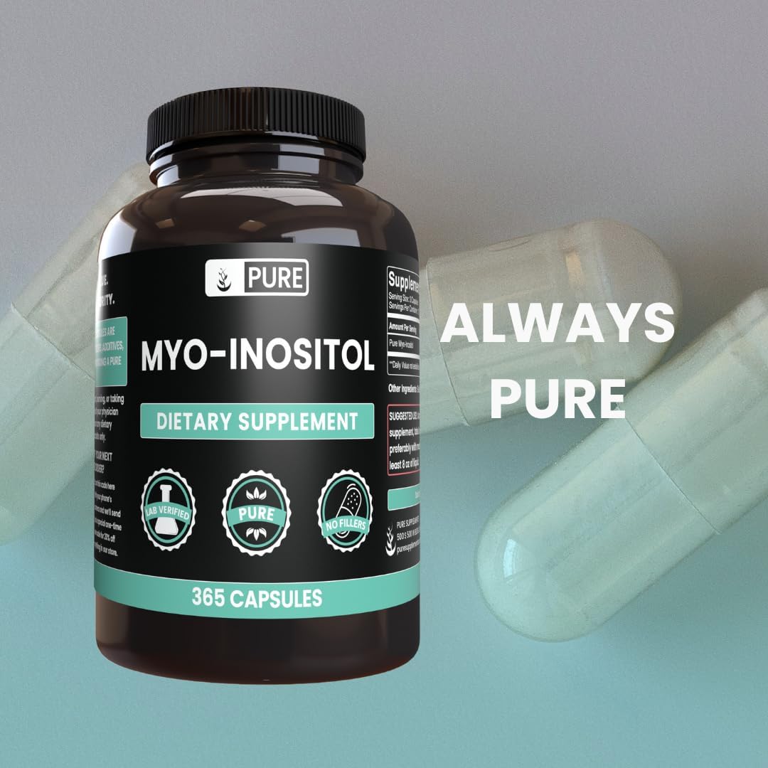 Pure Original Ingredients Myo-Inositol (365 Capsules) No Magnesium Or Rice Fillers, Always Pure, Lab Verified : Health & Household