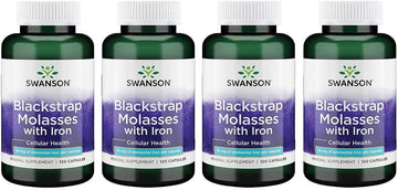 Swanson Blackstrap Molasses - Natural Iron Supplement Promoting Healthy Skin - Premium Wellness Formula - (120 Capsules, 29Mg Each) 4 Pack