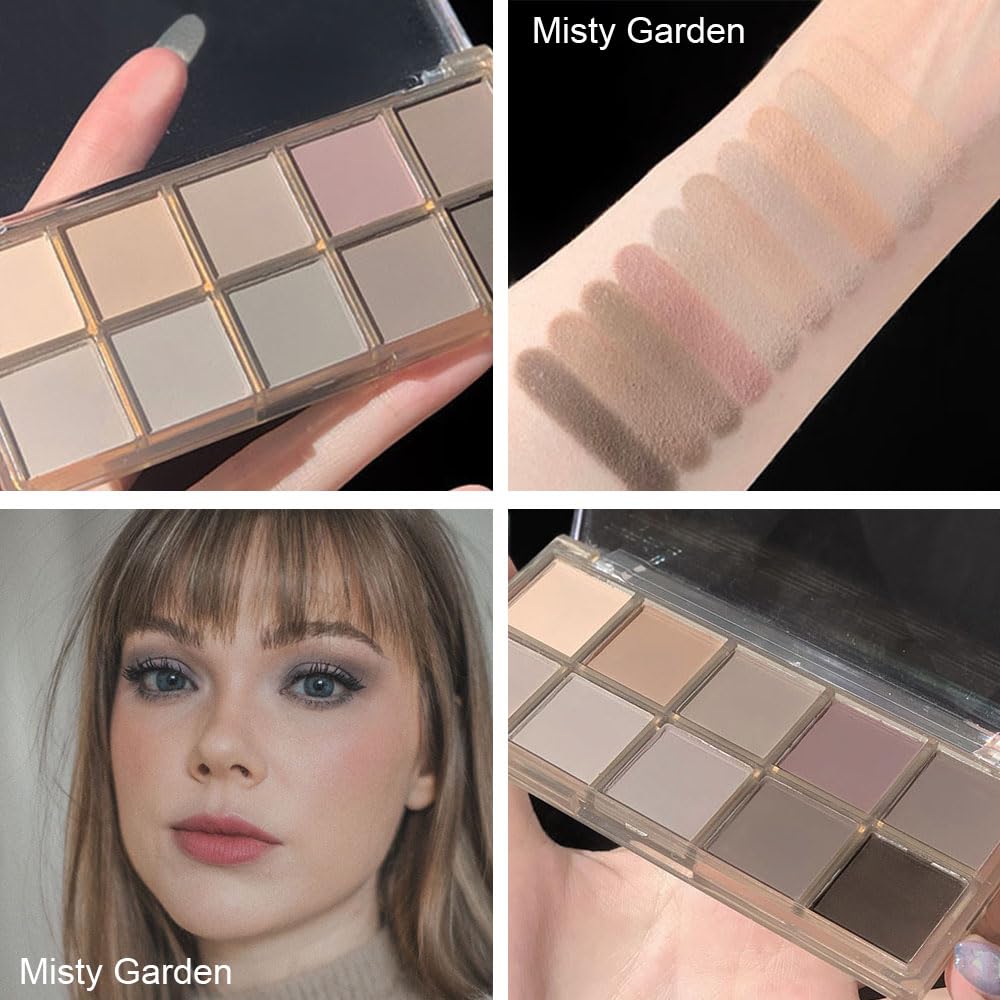 Cakaila 10 Colors Nude Gray Taupe Matte Eyeshadow Palette,Highly Pigmented Neutral Nude Eye Shadow Palette,Ultra-Blendable,Long Lasting Waterproof Travel Size Makeup Pallete,Vegan,Cruelty -Free : Beauty & Personal Care