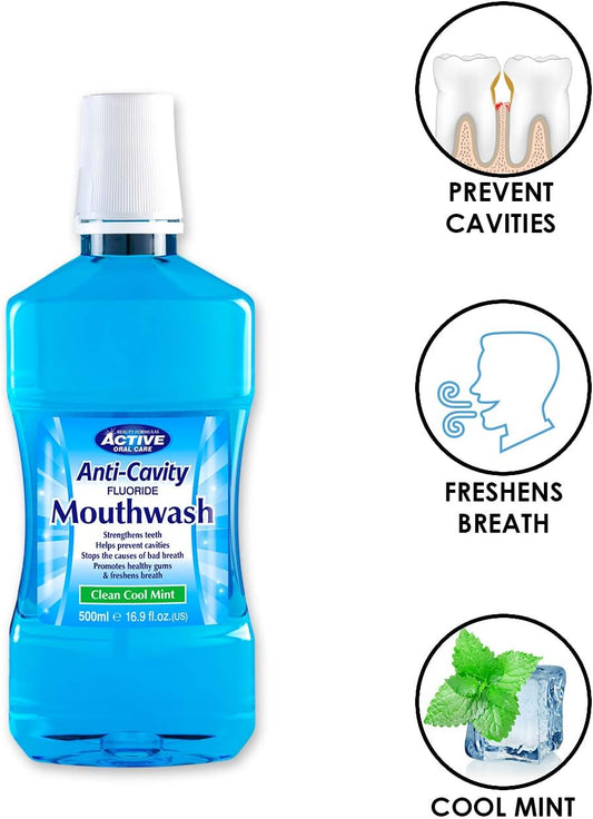 Beauty Formulas Active Oral Care Anti-Cavity Fluoride Mouthwash, Clean Cool Mint