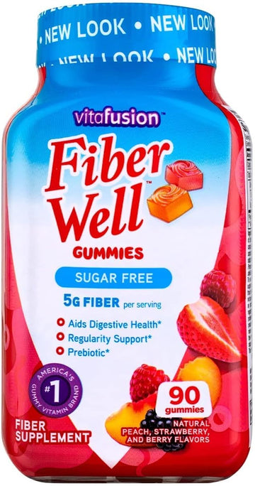Vitafusion, Fiber Well Gummies, Fiber Supplement, Assorted Avors - 90 Gummies, Pack Of 3
