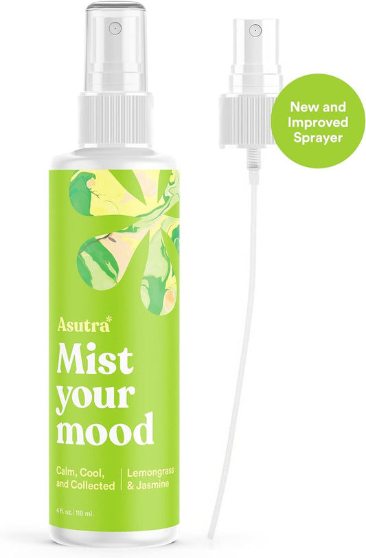 Asutra, Premium Aromatherapy Mist, Calm, Cool, Collected, 100% All Natural, Room And Body Mist, Linen And Pillow Mist, Essential Oil Blend, Lemongrass And Jasmine, 100% Guaranteed