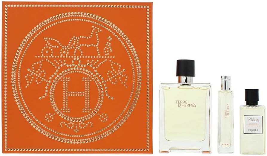 Hermès Men'S Terre D'Hermès Gift Set (Eau De Toilette 3.3 Fl Oz + Shower Gel 1.35 Fl Oz + Eau De Toilette 0.5 Fl Oz) : Beauty & Personal Care