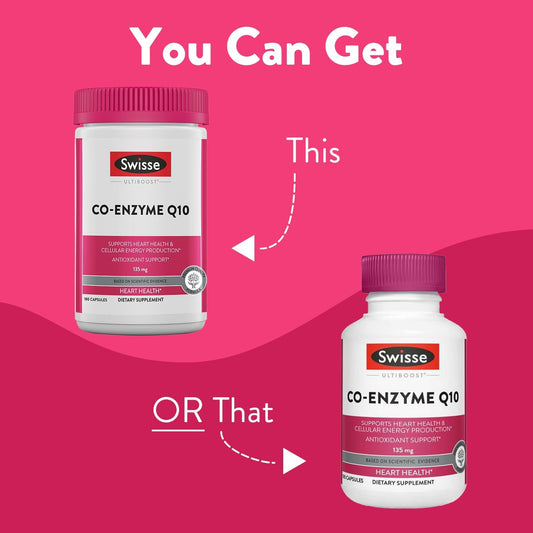 Swisse Coq10 Supplement Co-Enzyme Q10 | Coenzyme Q10 Supports Hearth Health And Ubiquinol Cellular Energy Production | Cq10 Antioxidant Support | Co Q 10 Supplement 135 Mg | 180 Mini Softgel Capsules