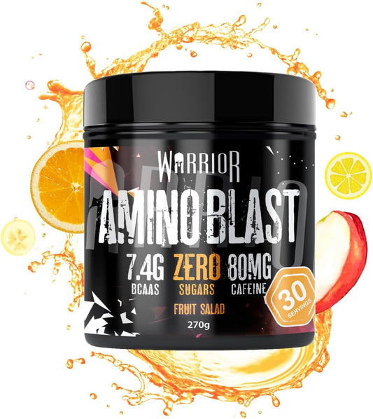 Warrior Amino Blast 270G ā Bcaa Powder ā Branched Chain Amino Acids Supplement, Intra Workout & Recovery, Energy Drink ā 30 Servings (Fruit Salad)