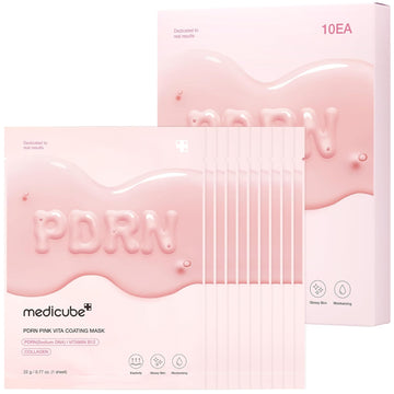 Medicube Salmon Dna Pdrn Pink Vita Coating Sheet Mask 10Ea - Korean Sheet Mask For Glass Skin - Luxurious Home Care Mask For Hydration, Firming, And Even Skin Tone, Korean Skin Care (22G 0.77 X 10Ea)
