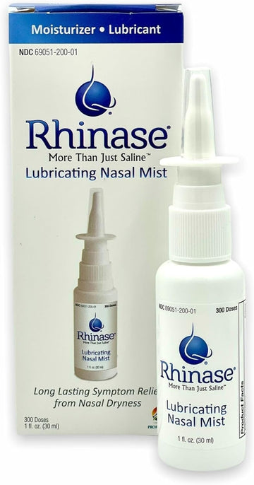 Rhinase Allergy Relief Saline Nasal Spray β Steroid Free, Dual Wetting Agent & Salt Formulation, 300 Sprays For Dry Nose, Allergy, Nosebleeds From Nasal Dryness