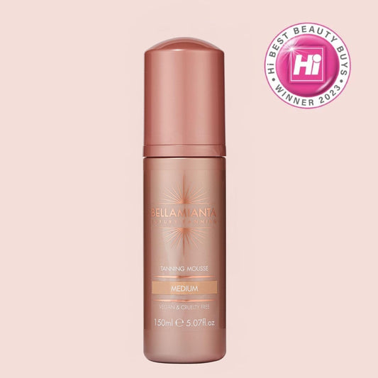 Bellamianta Instant Tanning Mousse Quick Drying, Vegan Fake Tan In Golden Olive Tone - Streak Free & 60 Second Express Ready To Wear Self Tanner For All Skin Types - 150Ml - Medium