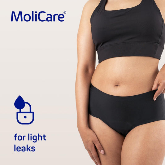 Molicare Lady - Invisible Absorbent Washable Incontinence Pants With Disposable X-Change Pads For Extra Protection, Pads Discreetly Hidden In Inner Pocket, Size L, Washable At 60° C, Black