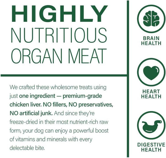 360 Pet Nutrition Freeze Dried Chicken Liver Raw Single Ingredient Treats, Made In The Usa, 4 Ounce (Chicken Liver)