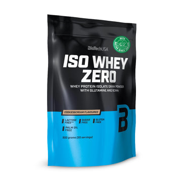 Biotechusa Iso Whey Zero | Premium Whey Protein Isolate | Grass-Fed | Enzyme-Free | Sugar- And Gluten-Free, 500 G, Cookies & Cream