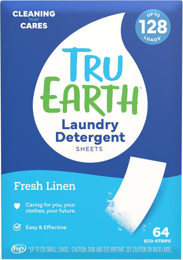 Tru Earth Hypoallergenic Baby Laundry Detergent Sheets/Eco-Strips For Sensitive Skin, 32 Count, Up To 64 Loads: Fragrance Free Detergent For Newborn, Infants, Toddlers, Children, Baby Clothes