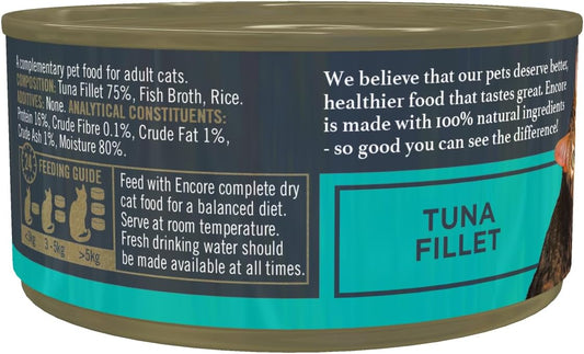 Encore 100% Natural Wet Cat Food, Tuna Fillet In Broth (Pack Of 16 X 70G Tins)Enc1003-1En